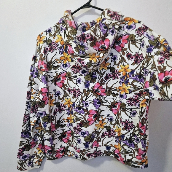 Stateside Medium 100% Cotton Floral Hooded Sweatshirt Drawstring - Picture 6 of 7